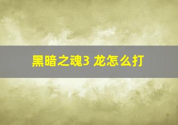 黑暗之魂3 龙怎么打